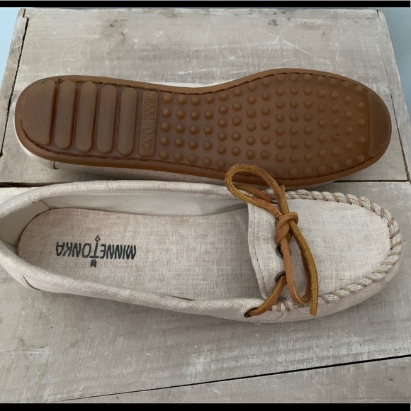 Minnetonka Canvas Loafer in Shades of Tan - Picture 2 of 7